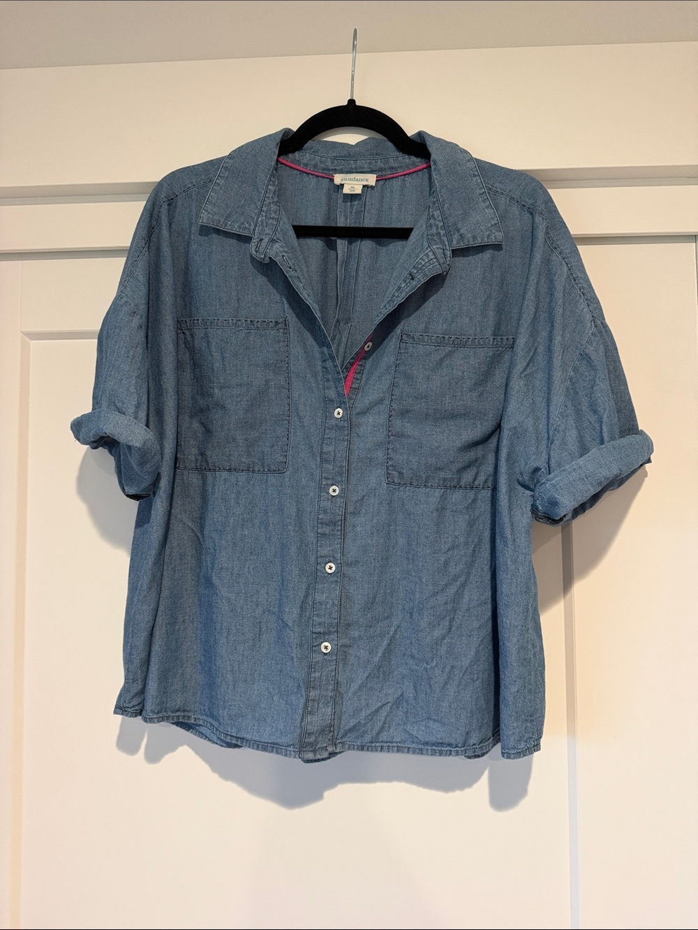 Sundance Light Blue Denim Button-Front Short Sleeve Shirt